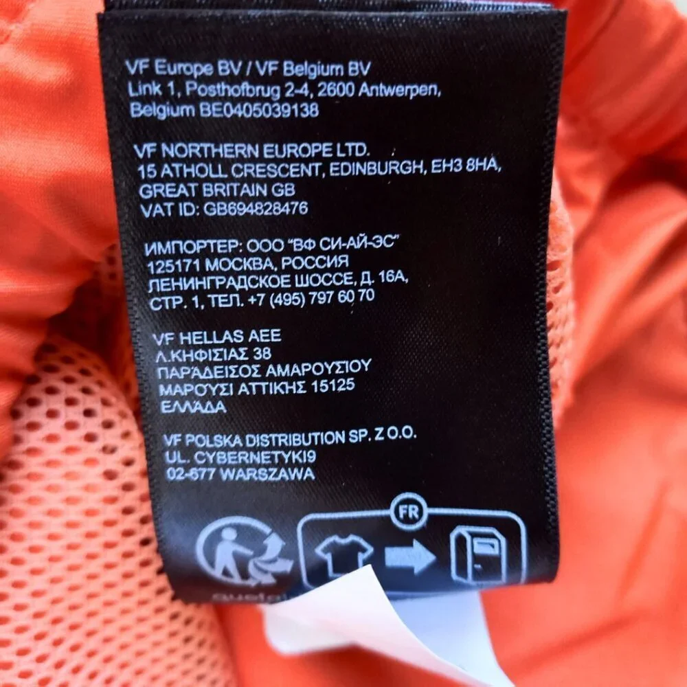 The North Face Youth XL Windbreaker Jacket Orange Colorblock Hooded Lightweight